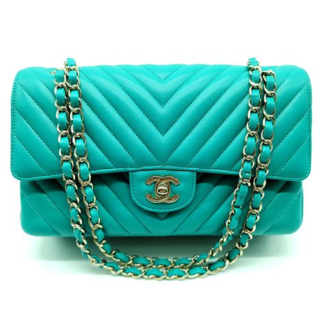 turquoise chanel purse